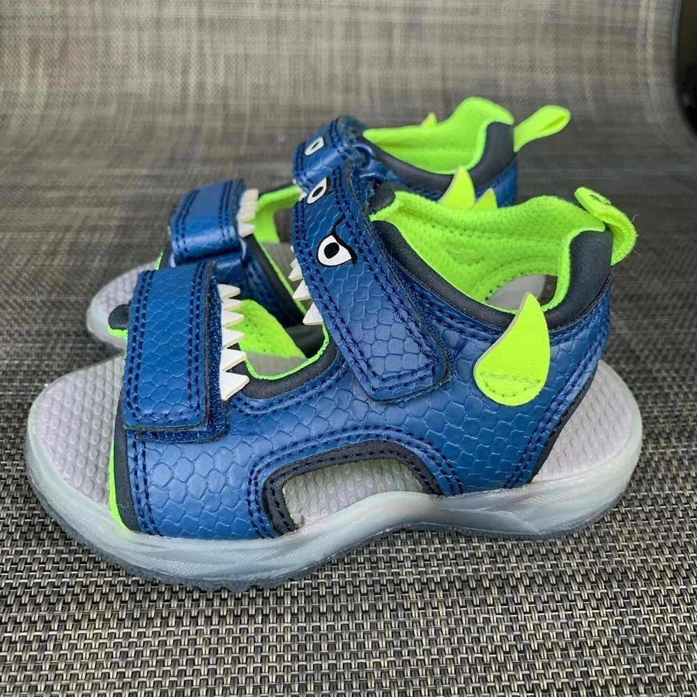 Carter's Cade Monster Blue/Green Light-Up Straps Sandals Shoes Toddler size 5